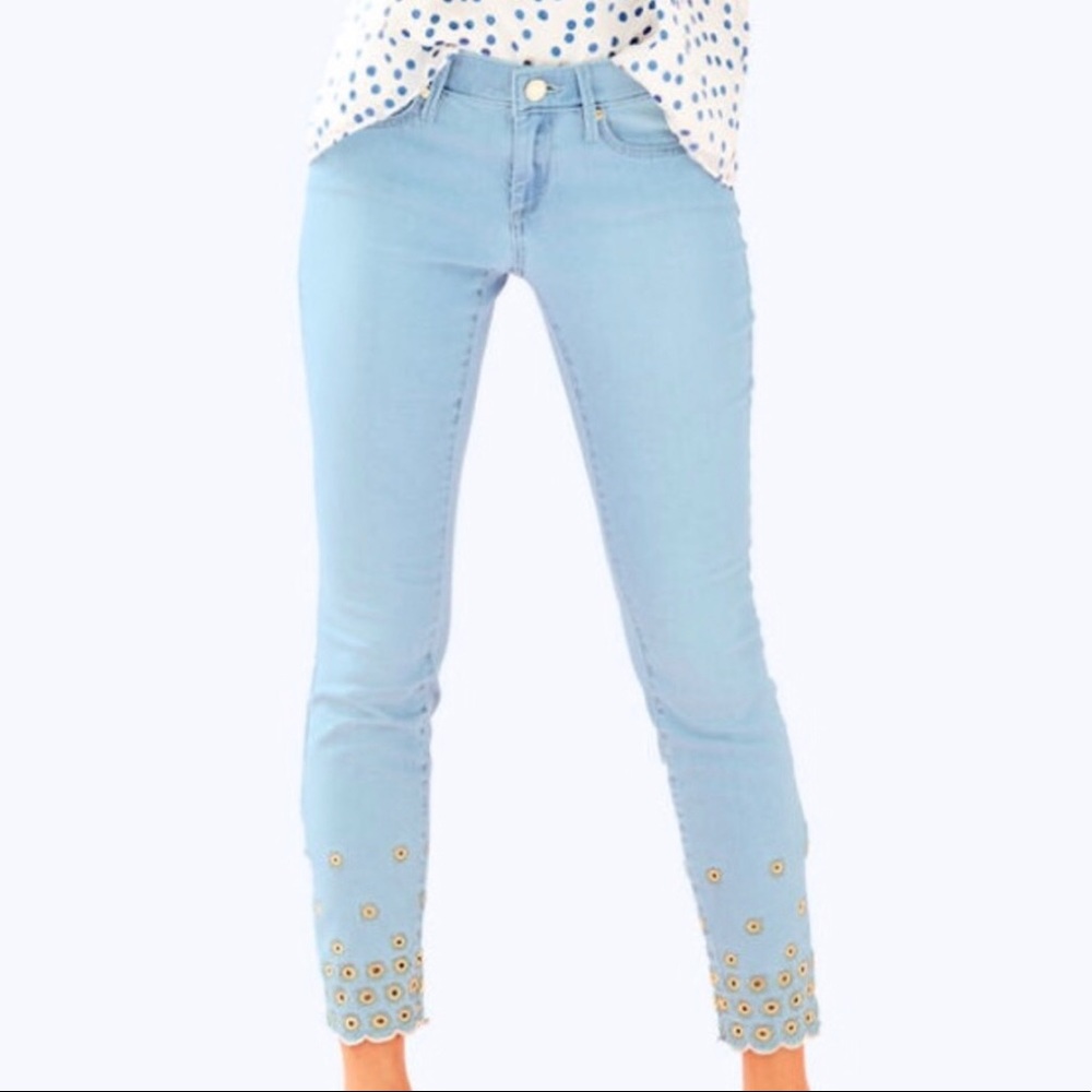 Lilly Pulitzer jeans with gold detailing